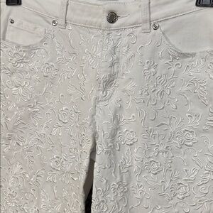 Nygard White Embroidered Mid Rise Skimmer Bermuda Shorts S